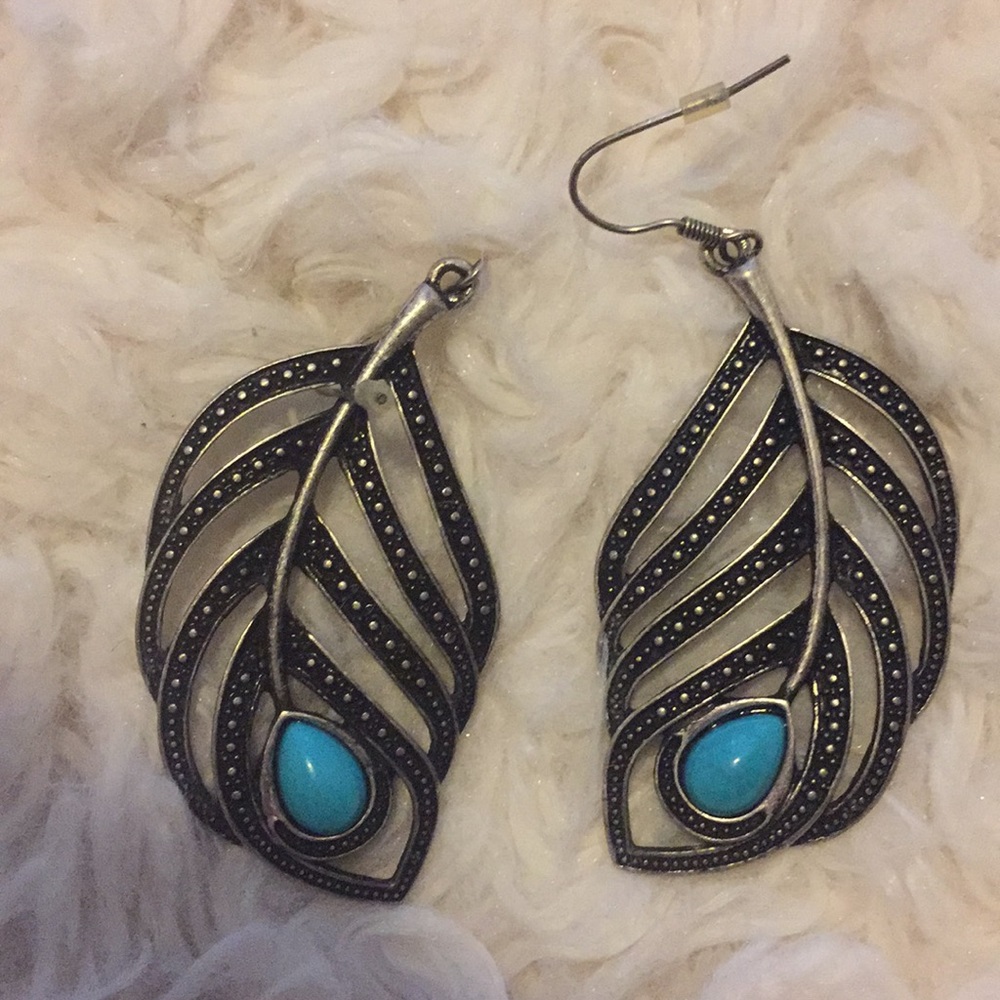 Peacock feather earrings